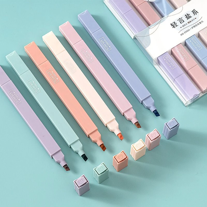 6PCSセット双頭蛍光ペン